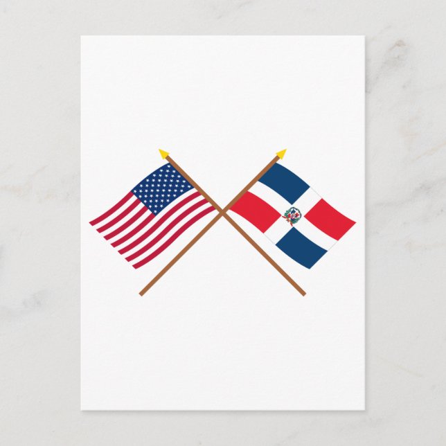 US and Dominican Republic Crossed Flags Postcard (Front)