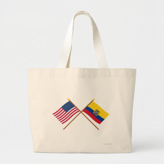 US and Ecuador Crossed Flags Large Tote Bag