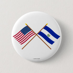 US and El Salvador Crossed Flags 6 Cm Round Badge