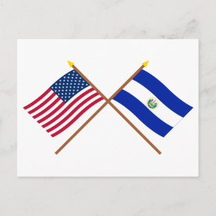 US and El Salvador Crossed Flags Postcard