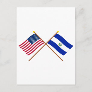 US and El Salvador Crossed Flags Postcard