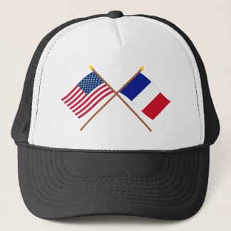 US and France Crossed Flags Trucker Hat