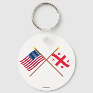 US and Georgia Republic Crossed Flags Key Ring