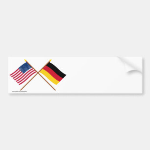 US and Germany Crossed Flags Bumper Sticker