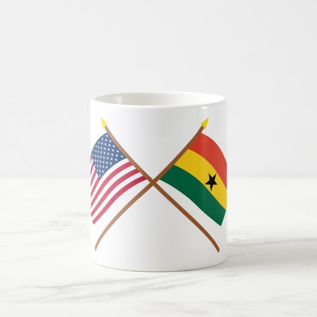 US and Ghana Crossed Flags Coffee Mug (Center)