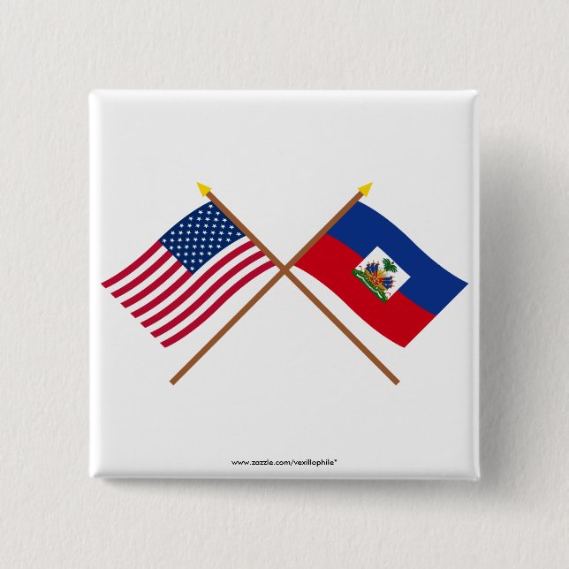 US and Haiti Crossed Flags 15 Cm Square Badge (Front)