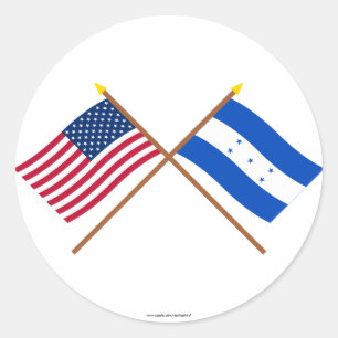 US and Honduras Crossed Flags Classic Round Sticker