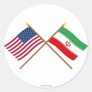 US and Iran Crossed Flags Classic Round Sticker