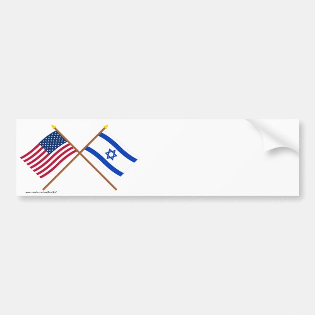 US and Israel Crossed Flags Bumper Sticker (Front)