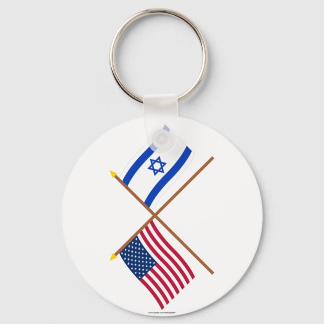 US and Israel Crossed Flags Key Ring (Front)