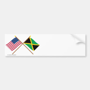 US and Jamaica Crossed Flags Bumper Sticker