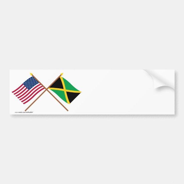 US and Jamaica Crossed Flags Bumper Sticker (Front)
