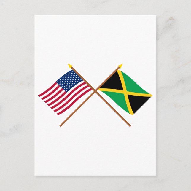 US and Jamaica Crossed Flags Postcard (Front)