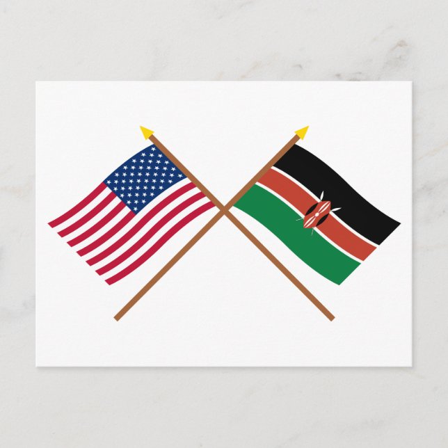 US and Kenya Crossed Flags Postcard (Front)