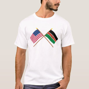 US and Kenya Crossed Flags T-Shirt