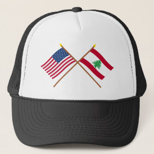 US and Lebanon Crossed Flags Trucker Hat