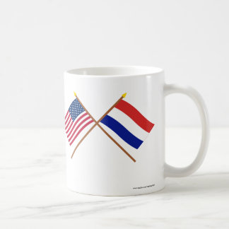 US and Netherlands Crossed Flags Coffee Mug