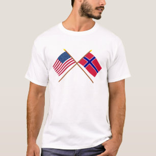 US and Norway Crossed Flags T-Shirt