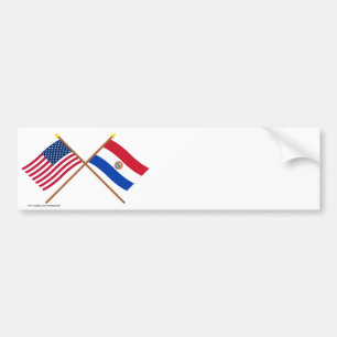 US and Paraguay Crossed Flags Bumper Sticker
