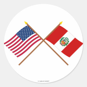 US and Peru Crossed Flags Classic Round Sticker
