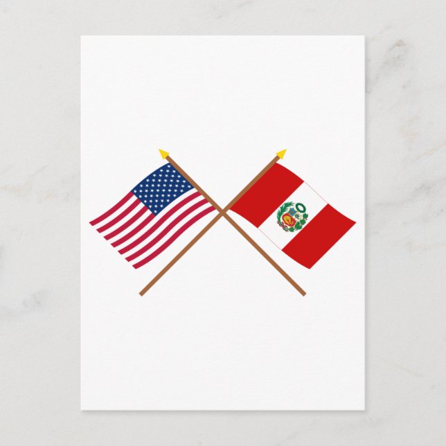 US and Peru Crossed Flags Postcard (Front)