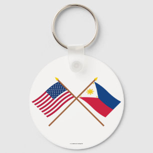 US and Philippines Crossed Flags Key Ring