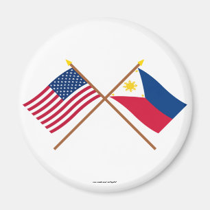 US and Philippines Crossed Flags Magnet