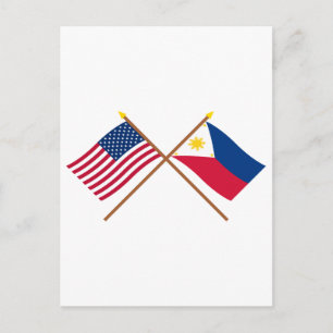 US and Philippines Crossed Flags Postcard
