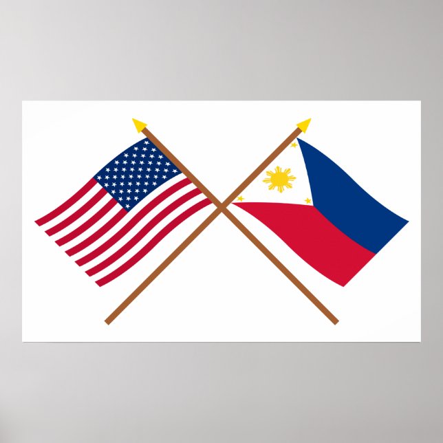 US and Philippines Crossed Flags Poster (Front)