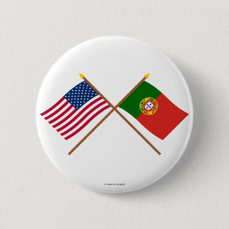 US and Portugal Crossed Flags 6 Cm Round Badge