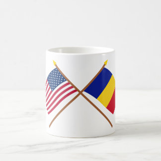 US and Romania Crossed Flags Coffee Mug