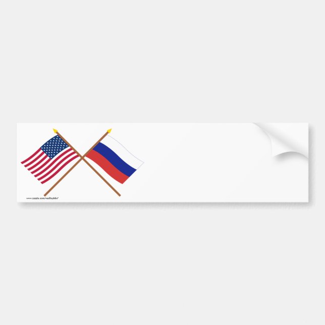 US and Russia Crossed Flags Bumper Sticker (Front)