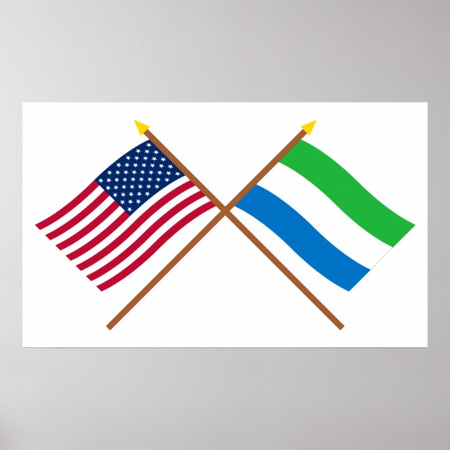 US and Sierra Leone Crossed Flags Poster (Front)