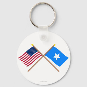 US and Somalia Crossed Flags Key Ring