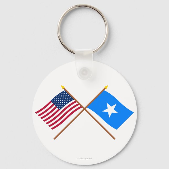 US and Somalia Crossed Flags Key Ring (Front)