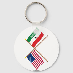 US and Somaliland Crossed Flags Key Ring