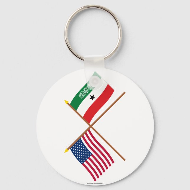 US and Somaliland Crossed Flags Key Ring (Front)