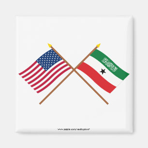 US and Somaliland Crossed Flags Magnet