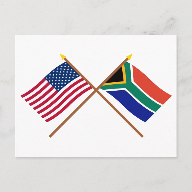 US and South Africa Crossed Flags Postcard (Front)