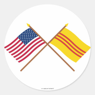 US and South Vietnam Crossed Flags Classic Round Sticker