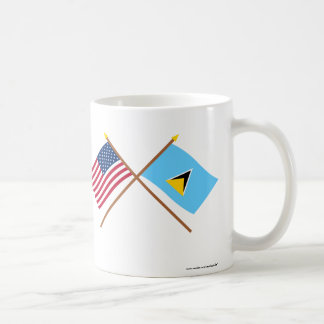 US and St Lucia Crossed Flags Coffee Mug