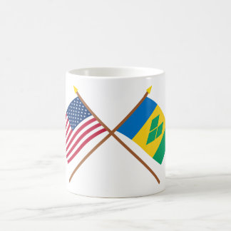 US and St Vincent Crossed Flags Coffee Mug