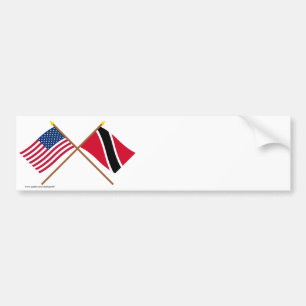 US and Trinidad & Tobago Crossed Flags Bumper Sticker