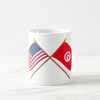 US and Tunisia Crossed Flags Coffee Mug