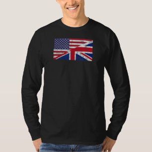 US and UK Flags Merged Dual Citizen or Expat Pri T-Shirt