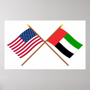 US and United Arab Emirates Crossed Flags Poster