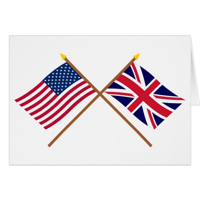 US and United Kingdom Crossed Flags (Front Horizontal)