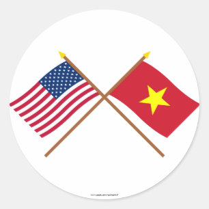 US and Vietnam Crossed Flags Classic Round Sticker