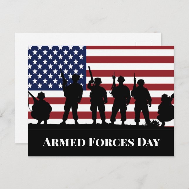US Armed Forces Day Soldiers American Flag Art Postcard (Front/Back)