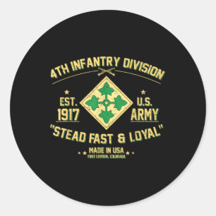 Us Army 4th Infantry Division Veteran Stead Fast A Classic Round Sticker
